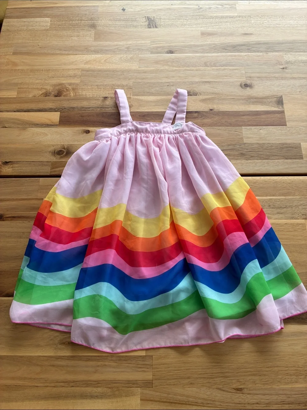 Goodlad Pink Rainbow Wavy Stripe Chiffon Dress - Size 3T